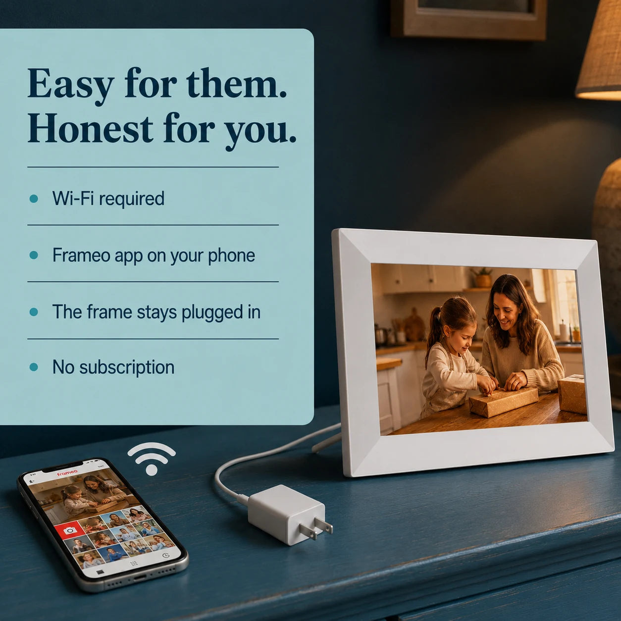 Cadre photo numérique Frameo WiFi 10,1″ – Blanc 64 Go — connexion Wi-Fi et utilisation simplifiée — vue 06/07