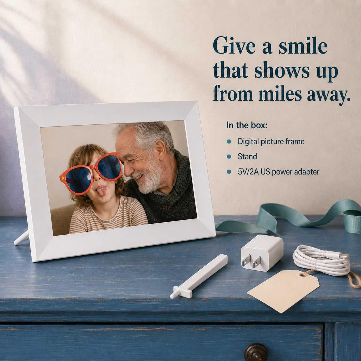 Cadre photo numérique Frameo WiFi 10,1″ – Blanc 64 Go — idée cadeau prête à offrir — vue 07/07