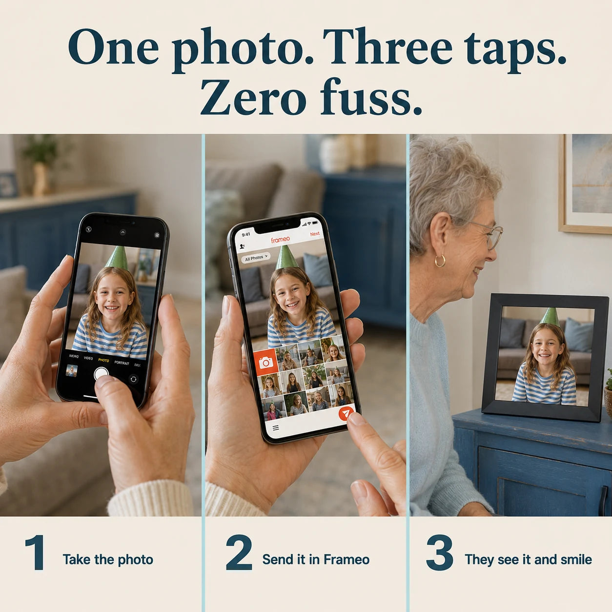 Cadre photo numérique Frameo WiFi 10,1″ – Noir 64 Go