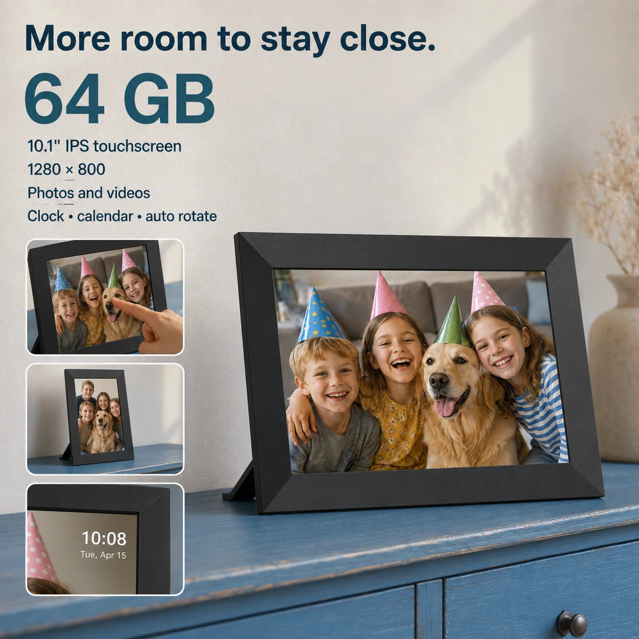 Cadre photo numérique Frameo WiFi 10,1″ – Noir 64 Go — caractéristiques principales du cadre — vue 05/07