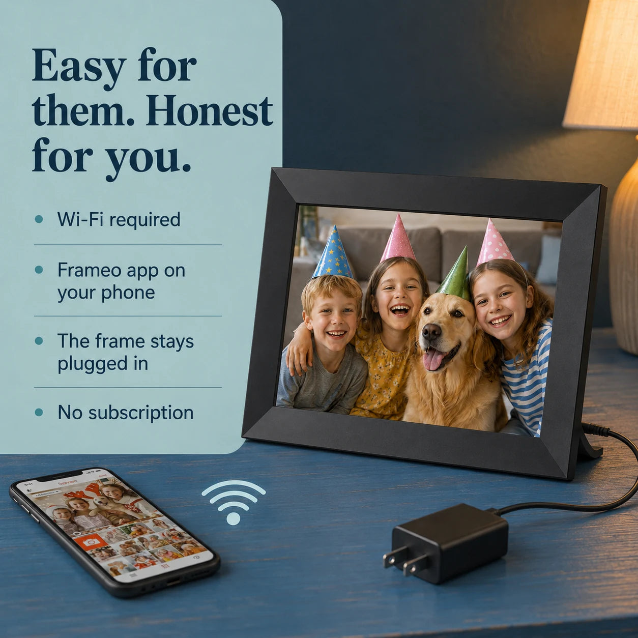 Cadre photo numérique Frameo WiFi 10,1″ – Noir 64 Go — connexion Wi-Fi et utilisation simplifiée — vue 06/07