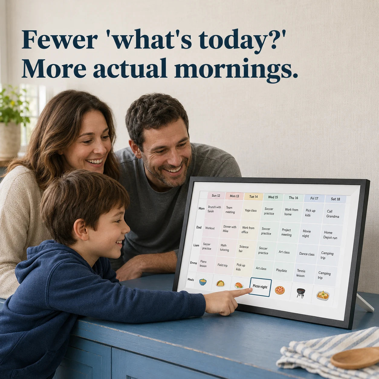 Calendrier familial numérique WiFi 15,6″ – Noir — bénéfice d'une organisation familiale apaisée — vue 02/07