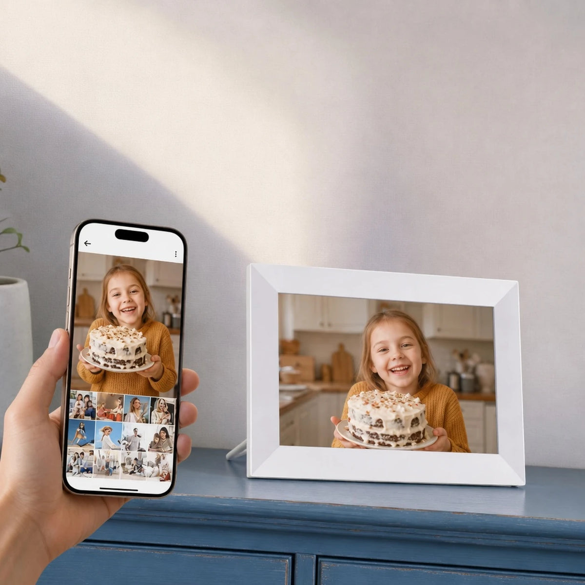 10.1-inch Frameo Digital Photo Frame, White 64 GB