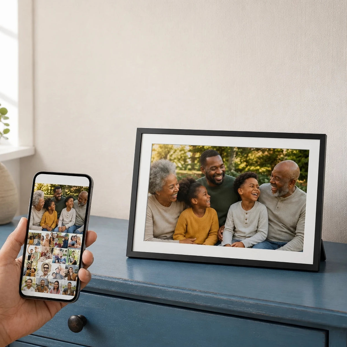 15.6-inch Frameo Digital Photo Frame, Wi-Fi — sharing a photo with the Frameo app — image 3 of 7