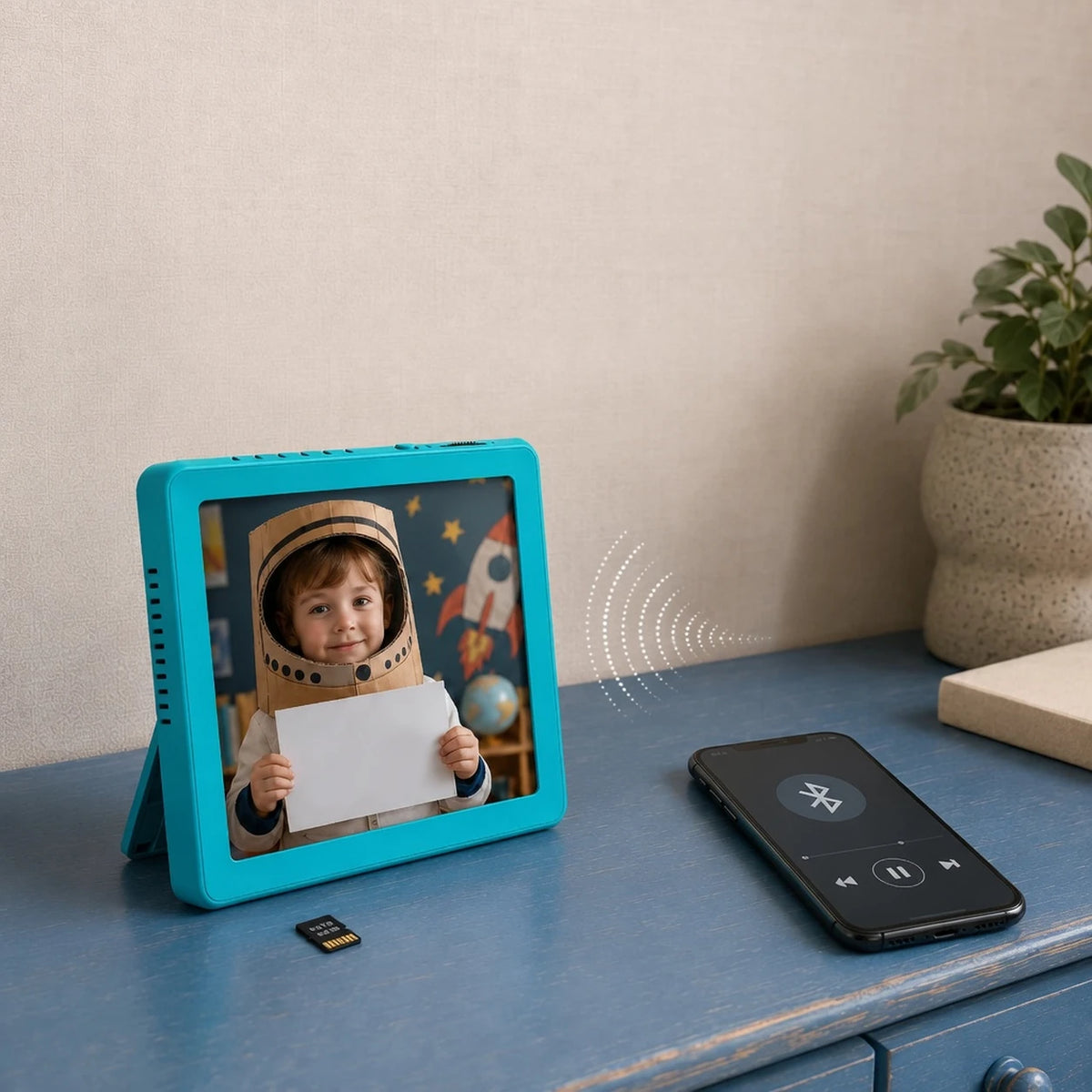 4-inch Mini Photo Frame, Turquoise — local photos on a TF card and music over Bluetooth — image 3 of 7