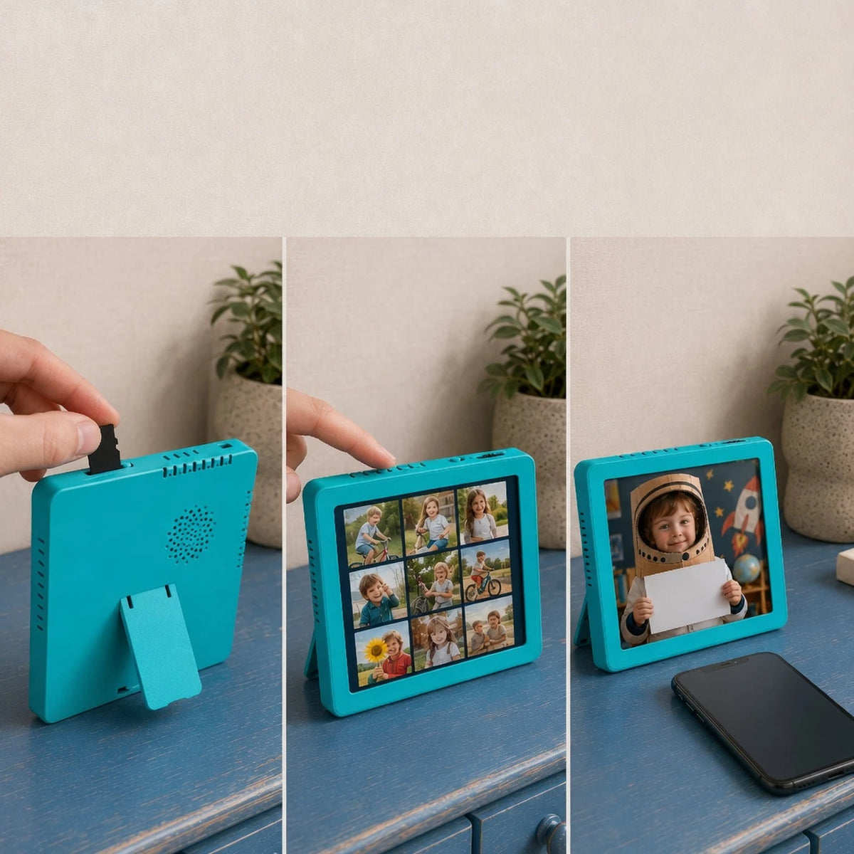 4-inch Mini Photo Frame, Turquoise — setup steps — image 4 of 7