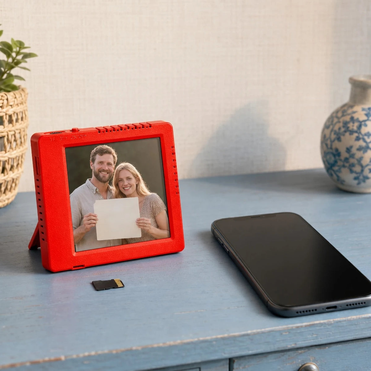 4-inch Mini Photo Frame, Red — local photos on a TF card and music over Bluetooth — image 3 of 7