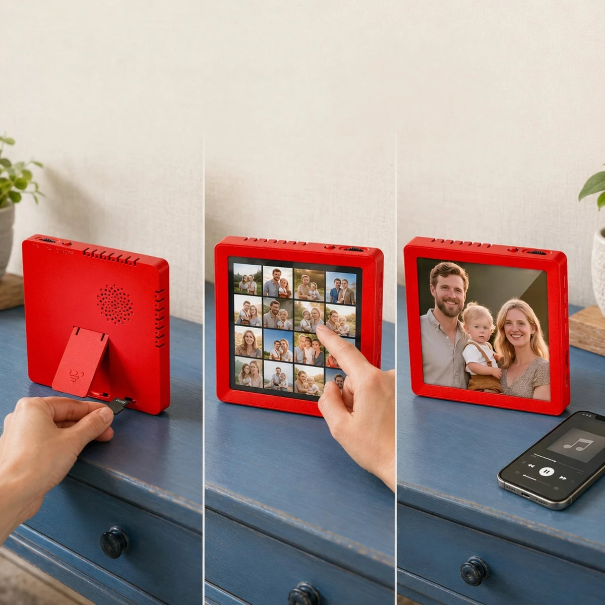 4-inch Mini Photo Frame, Red — setup steps — image 4 of 7