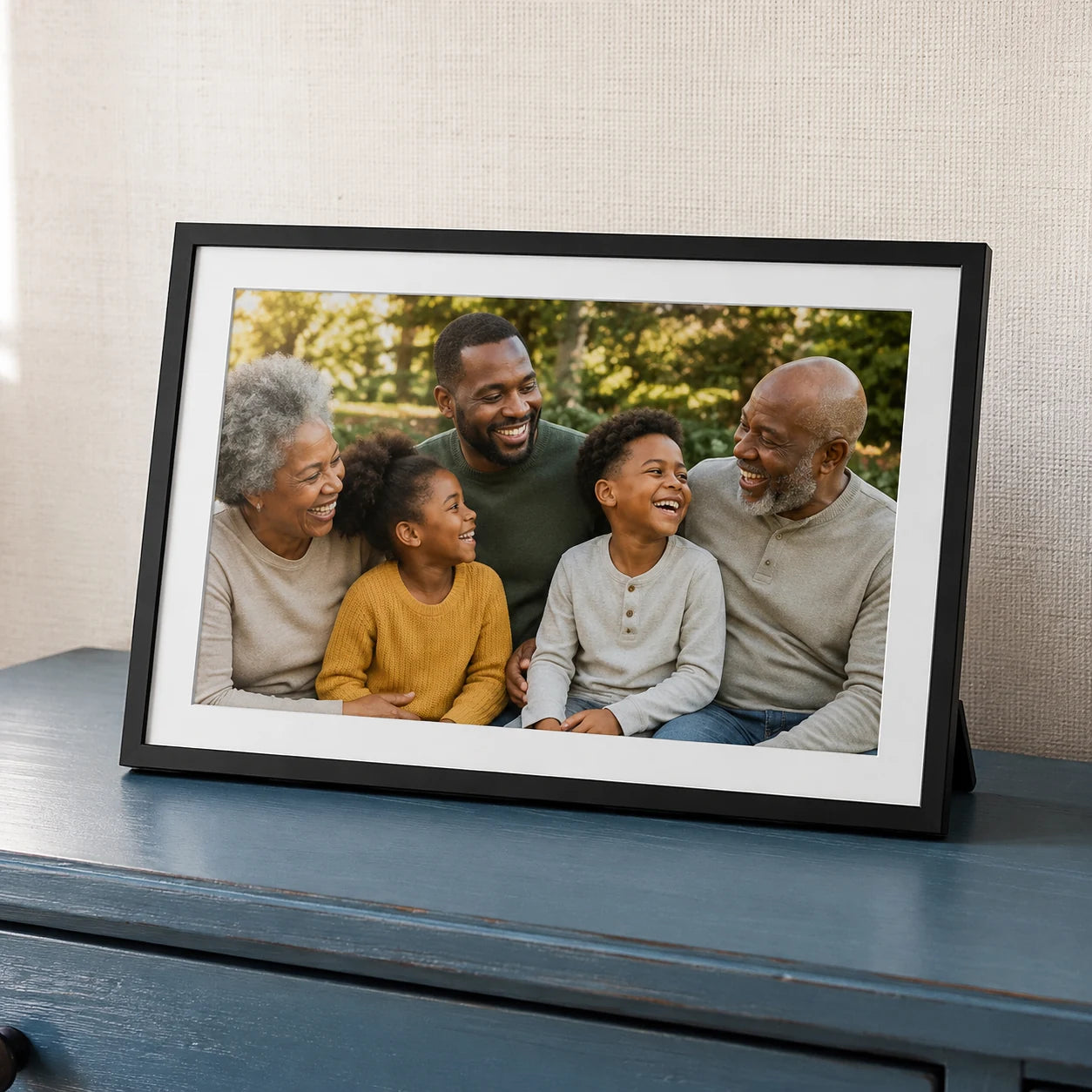 Grand cadre photo numérique Frameo WiFi 15,6″ – Prise US