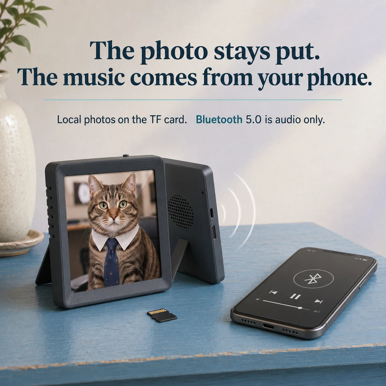 Mini cadre photo numérique 4″ Bluetooth – Gris anthracite