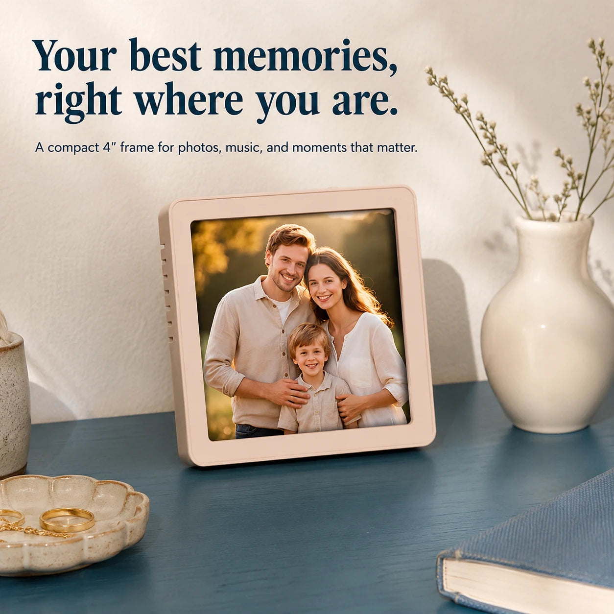 Mini cadre photo numérique 4″ Bluetooth – Rose poudré — connexion Bluetooth et utilisation simplifiée — vue 06/07