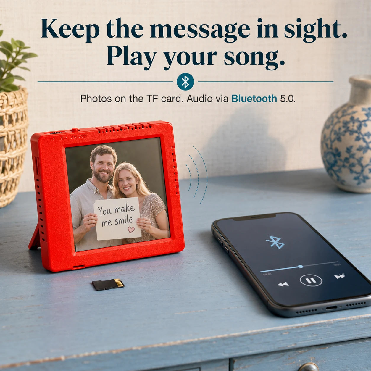 Mini cadre photo numérique 4″ Bluetooth – Rouge