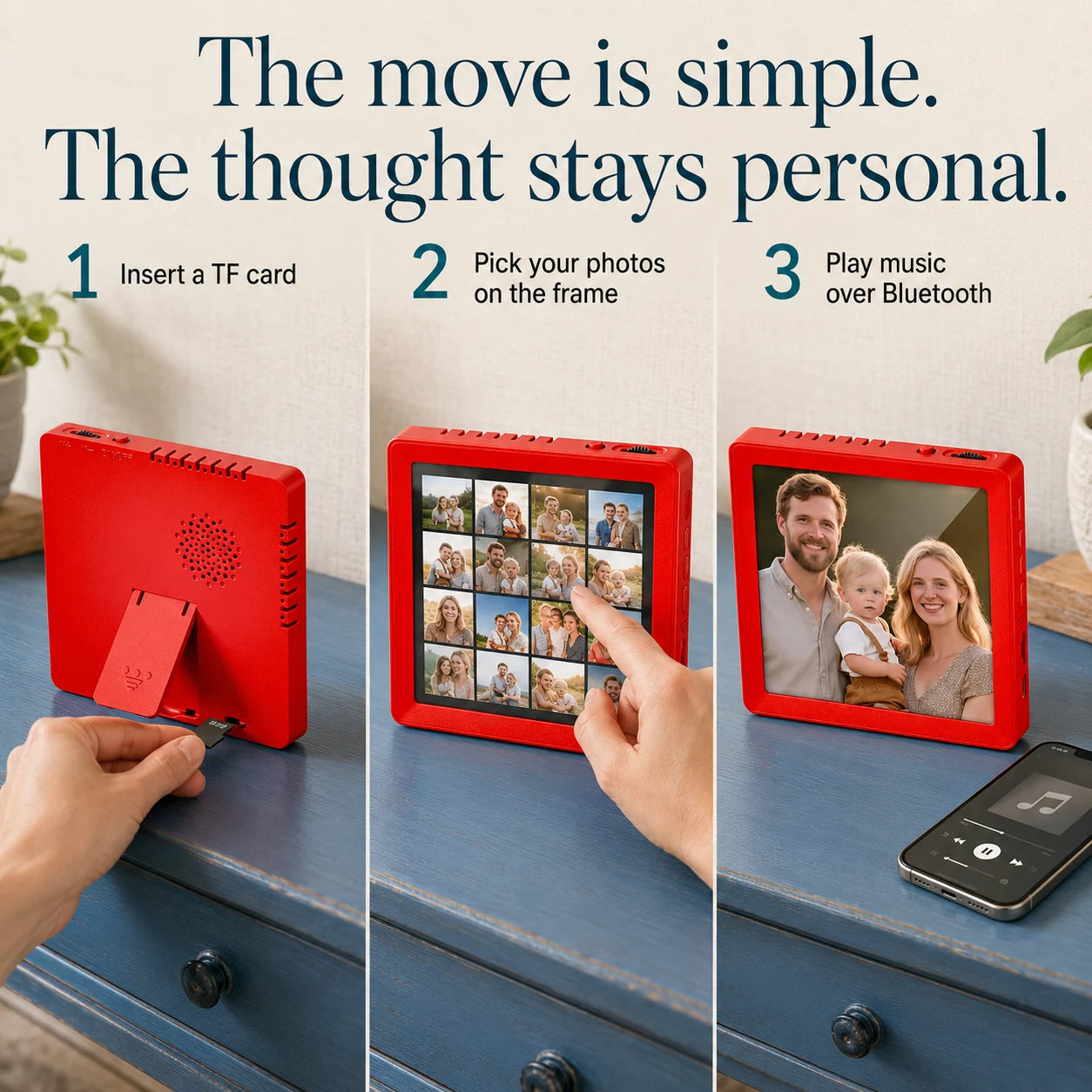 Mini cadre photo numérique 4″ Bluetooth – Rouge