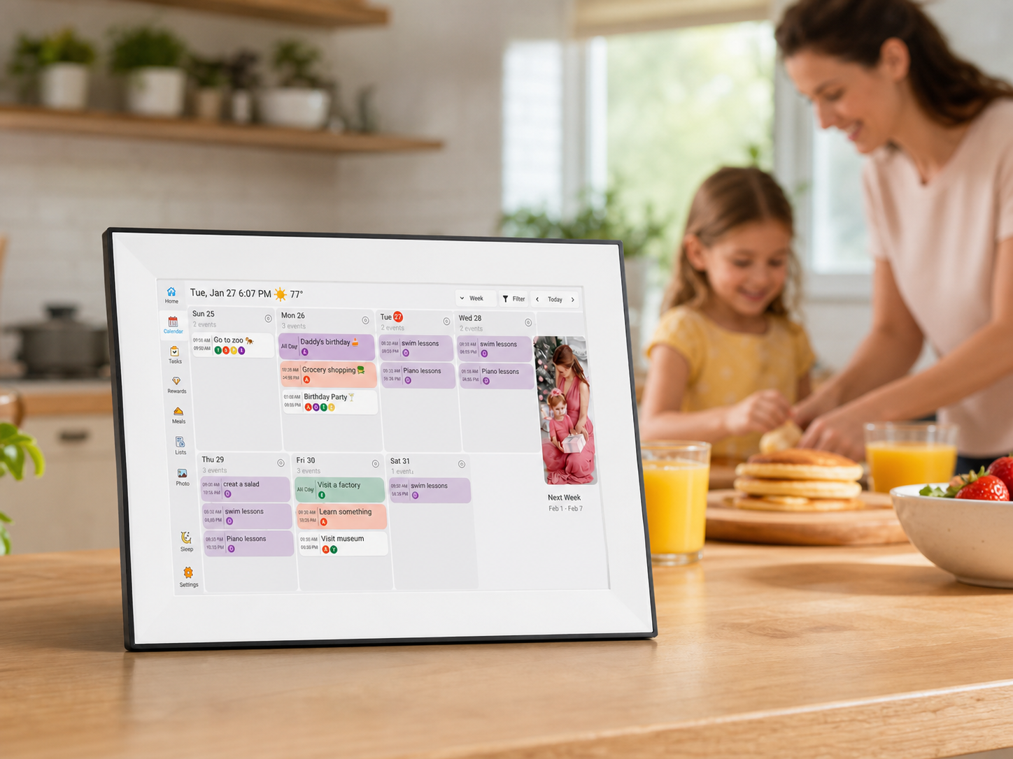 Calendrier familial numérique WiFi 15,6″ – Blanc