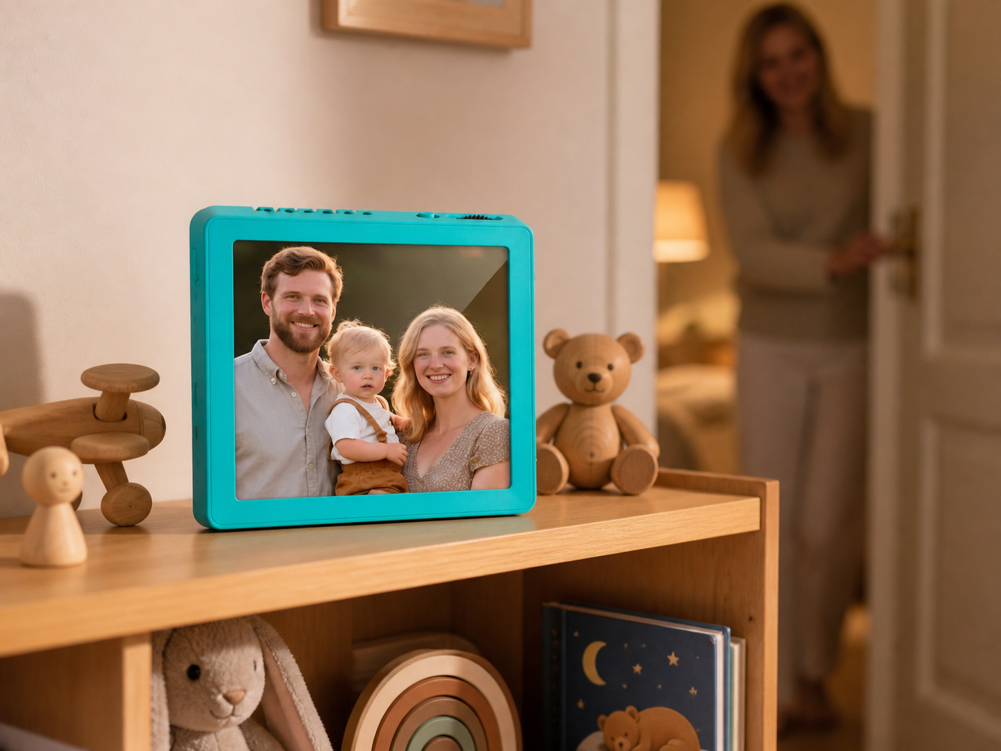 Mini cadre photo numérique 4″ Bluetooth – Bleu turquoise